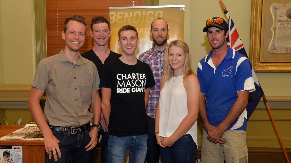 READY TO RACE: Bendigo International Madison competitors Leif Lampater, Roy Pieters, Sam Crome, Christian Grassman, Tayla Evans and Todd Schintler are set for an action-packed cycling program. 