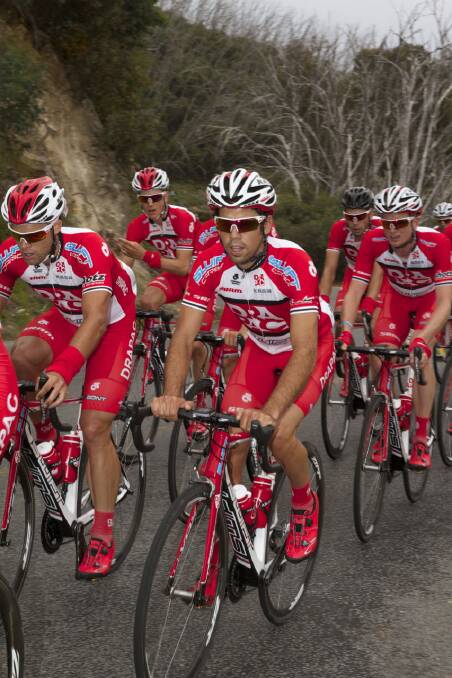 CLIMB: Lachlan Norris, front right, training with the Drapac Pro Cycling team. Picture: Drapac Pro Cycling