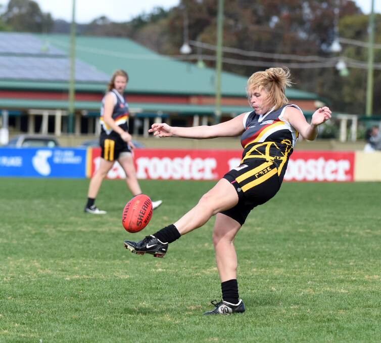 Emily delivers a kick oFf her trademark left foot. Picture: LIZ FLEMING