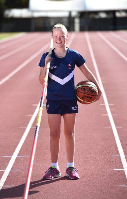 As well as her athletics achievements, Emma has played basketball for the Bendigo Junior Braves as a point guard. Picture: JODIE WIEGARD 