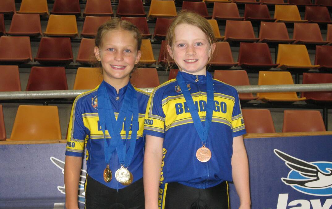 Belinda Bailey and Ruby McLean won medals at the Victorian junior track cycling championships. Picture: SUPPLIED