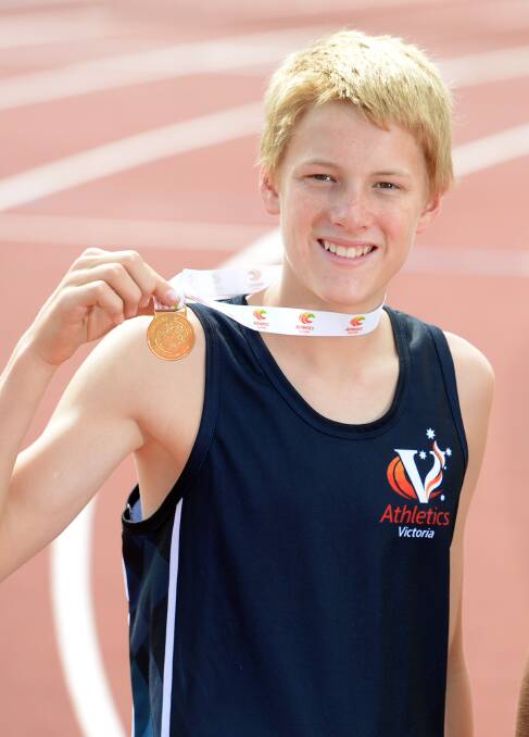 Jemuel Pryse took out the under-16 pole vault at the Australian junior track and field championships. Picture: JIM ALDERSEY