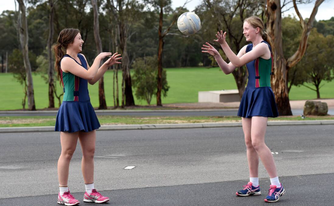 CCB students Meg Williams and Imogen Sexton made the School Sport Victoria 15-under netball squad. Picture: JODIE DONNELLAN 