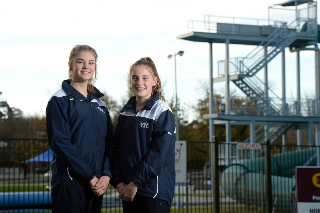 Team Vic divers Megan George and Abby Rowley, both from Bendigo. Picture: JIM ALDERSEY