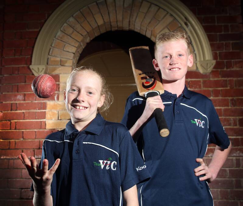 Letesha Bawden and Ryan O'Keefe are representing Victoria at the School Sport Australia 12-and-under cricket championships in Darwin. Picture: GLENN DANIELS 