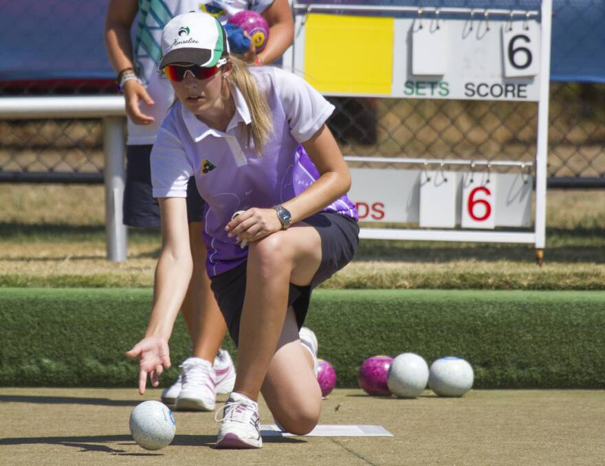 ACHIEVER: Kyneton lawn bowler Chloe Stewart shows her style on the greens. Picture: BOWLS AUSTRALIA