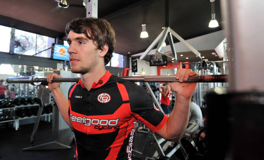 Braden Dean works out in the Feelgood Fitness gym.