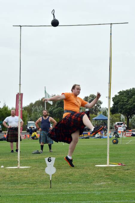 Michael Peska in the weight over the bar event.
Picture: BRENDAN McCARTHY
