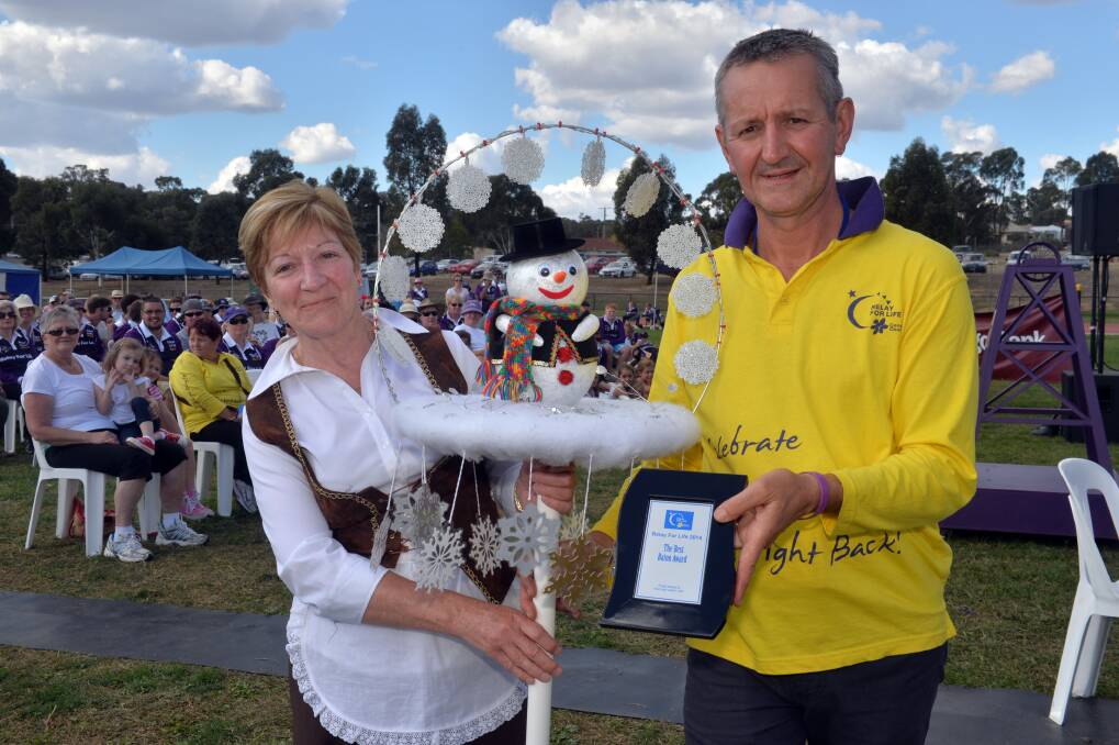 Award for Best Baton
Ann Brisbane of Terri's Troupe Rob Kean, Chairman of Bendigo RFL Committee 
