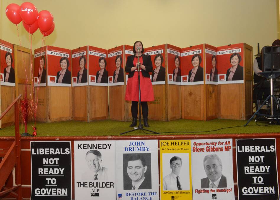 ALP / Lisa Chesters campaign launch at Bendigo Trades Hall. Candidate Lisa Chesters speaks to the gathering. Picture: BRENDAN McCARTHY