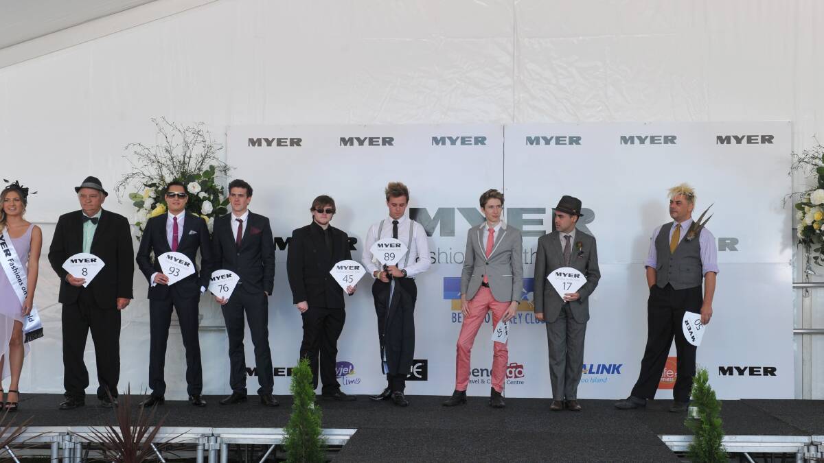 Myer Man of the Day heat 2 for the Myer Fashions on the Field at the Bendigo Cup. 
Picture: JIM ALDERSEY
