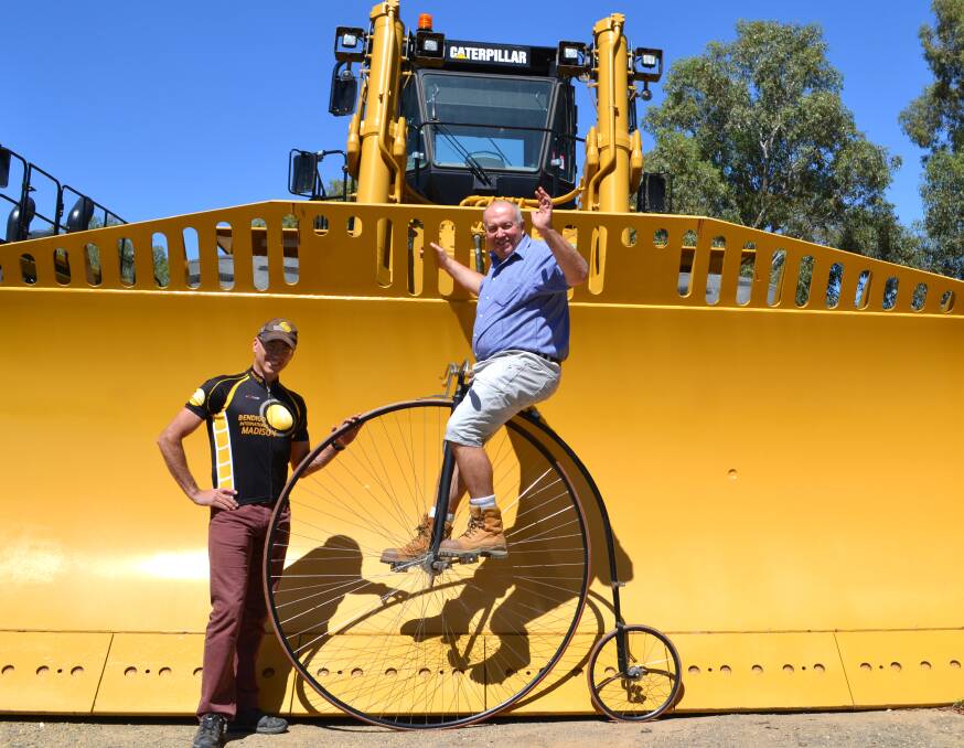 Chris McCormack from the Bendigo International Madison committee and Andy Hoare from Andy's Earthmovers major sponsor of the carnival. Photo: TRENT EVEREST