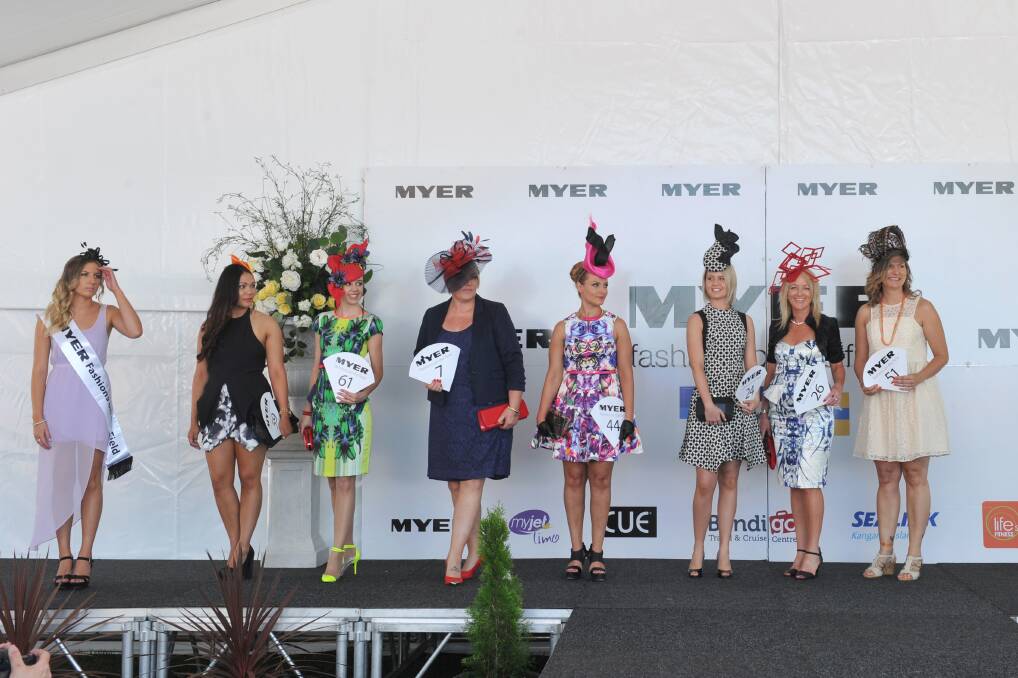 Myer Millinery Award heat 2 for the Myer Fashions on the Field at the Bendigo Cup. Picture: JIM ALDERSEY
