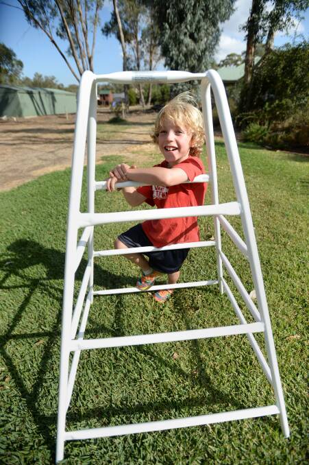 CLIMB: Mitchell Morley plays on his specialised equipment. Picture: JIM ALDERSEY
