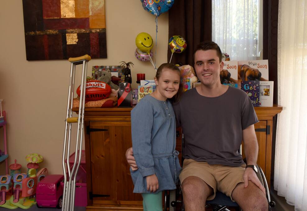 ROAD TO RECOVERY: Jontee and his little sister Georgia at their home in Flora Hill. Picture: JODIE WIEGARD