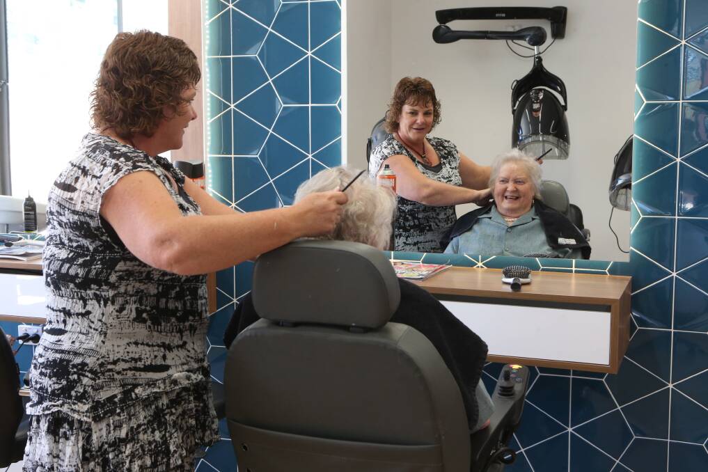 Hairdresser Wendy Web with resident Pat Comerford in the new hairdressing salon.
Picture: PETER WEAVING