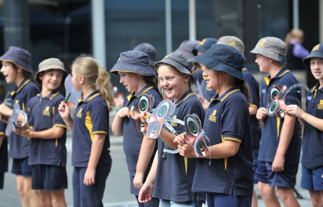Students from Golden Square Primary School perform. Picture: JODIE DONNELLAN 
