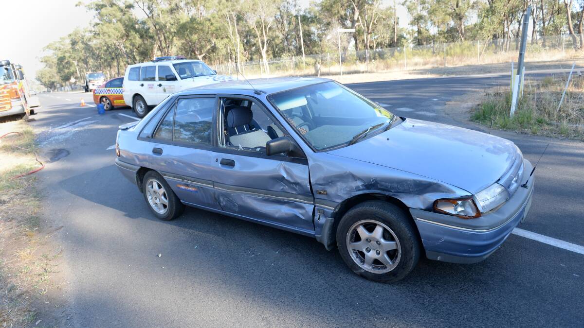 Crash at the intersection of Heinz Street and Racecourse Road, Ascot. Picture: JIM ALDERSEY 