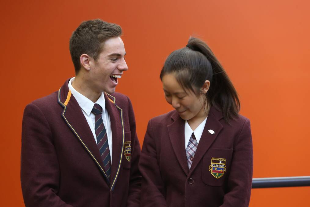 HIGH-ACHIEVERS: Girton Grammar School students Harrison Pearse and Duoshao Wu. Picture: PETER WEAVING