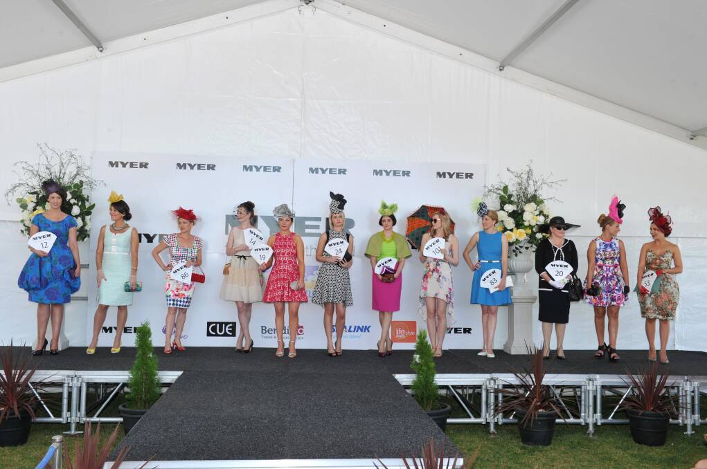 Myer Local Lady of the Day final for the Myer Fashions on the Field at the Bendigo Cup. Picture: JIM ALDERSEY
