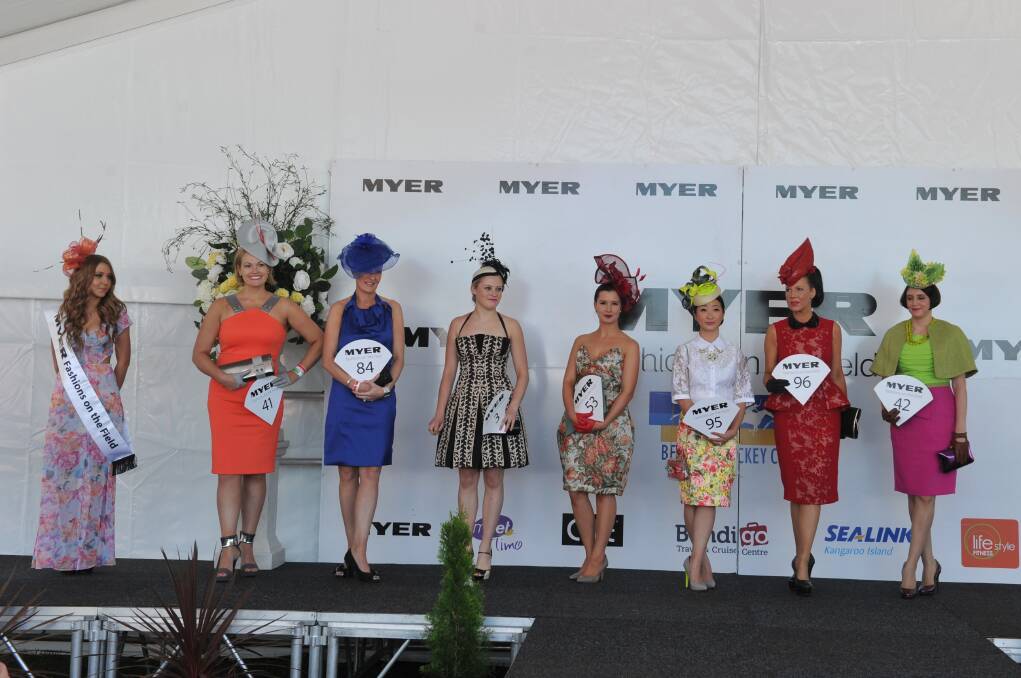 Myer Millinery Award heat 3 for the Myer Fashions on the Field at the Bendigo Cup. 
Picture: JIM ALDERSEY
