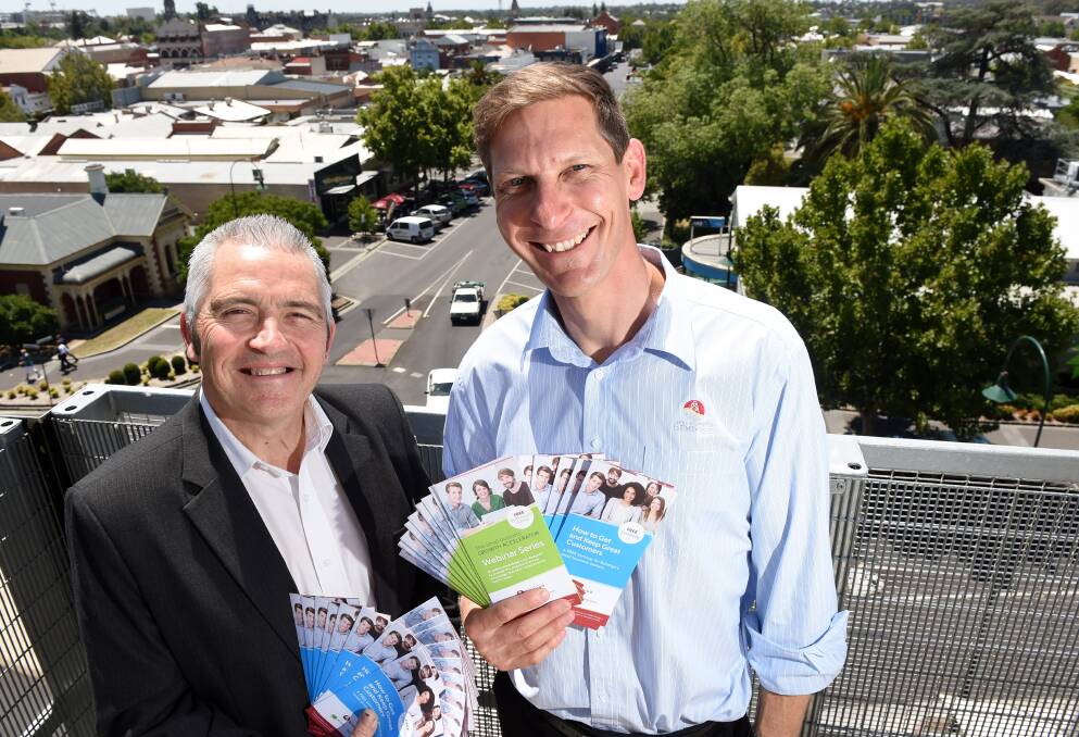 BUSINESS SAVVY: Paul Henshall and Peter Jeffery are excited for the workshops. Picture: JODIE DONNELLAN