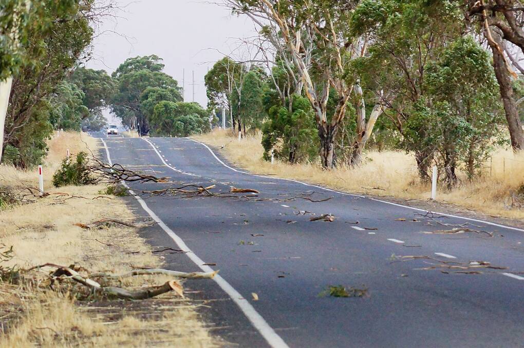 Debris on the road. Picture: LUKE WALLIS