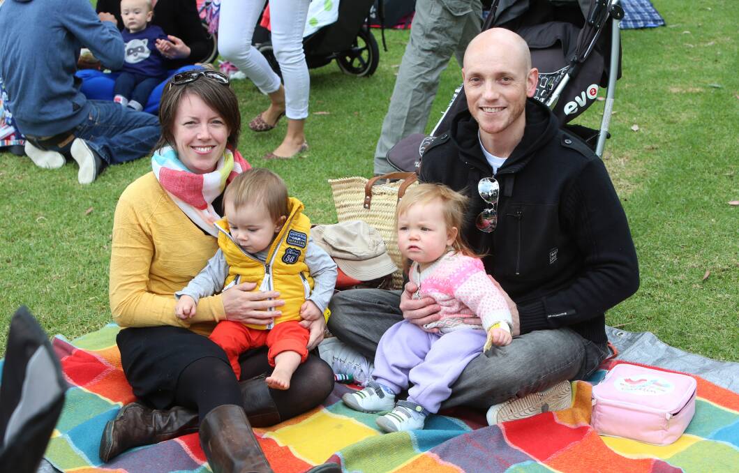 Rachel Hannan and Arlo 1 with Imogen 1 and Chris O'Brien. Picture: PETER WEAVING