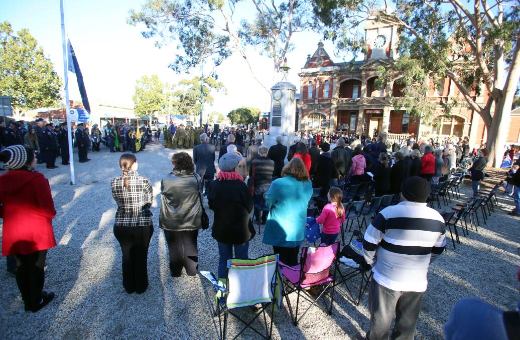 The crowd at the Eaglehawk service stands. Picture: GLENN DANIELS
