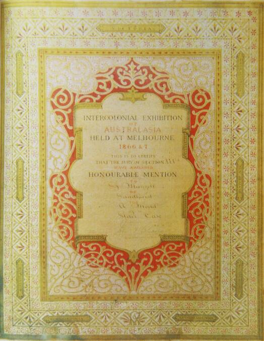 A certificate from the Intercolonial Exhibition. 