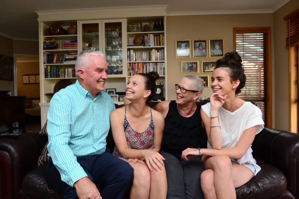FAMILY SUPPORT: Peter, Lily, Kaye and Molly O'Riley share a laugh. Picture: JIM ALDERSEY

