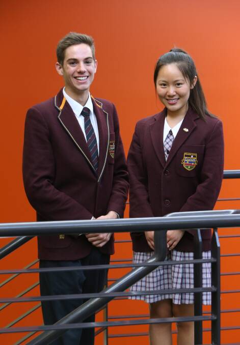 HIGH-ACHIEVERS: Girton Grammar School students Harrison Pearse and Duoshao Wu. Picture: PETER WEAVING