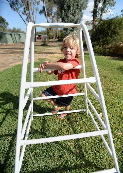 CLIMB: Mitchell Morley plays on his special equipment. Picture: JIM ALDERSEY
