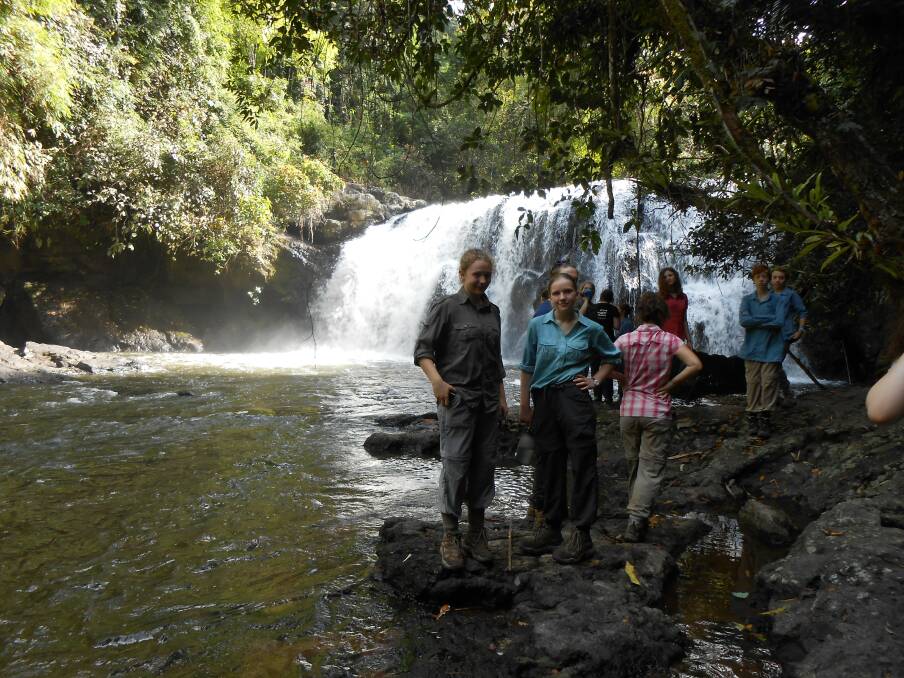 WORLD CHALLENGE: Students at a waterfall in Kao Yai National Park. Picture: SUPPLIED