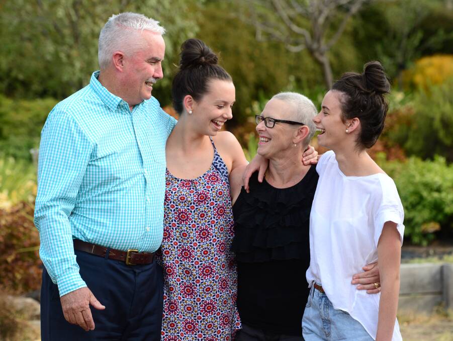 FAMILY SUPPORT: Peter, Lily, Kaye and Molly O'Riley share a laugh. Picture: JIM ALDERSEY
