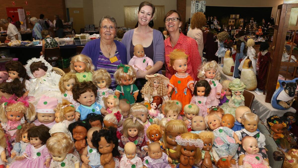 Bendigo's 23nd annual Doll and Teddy show to be held on the 22rd February 2014.
All proceeds from the show will go to Palliative Care Auxiliary.
Enid, Vicki and Jacqui Stewart with their dolls.
Picture: PETER WEAVING