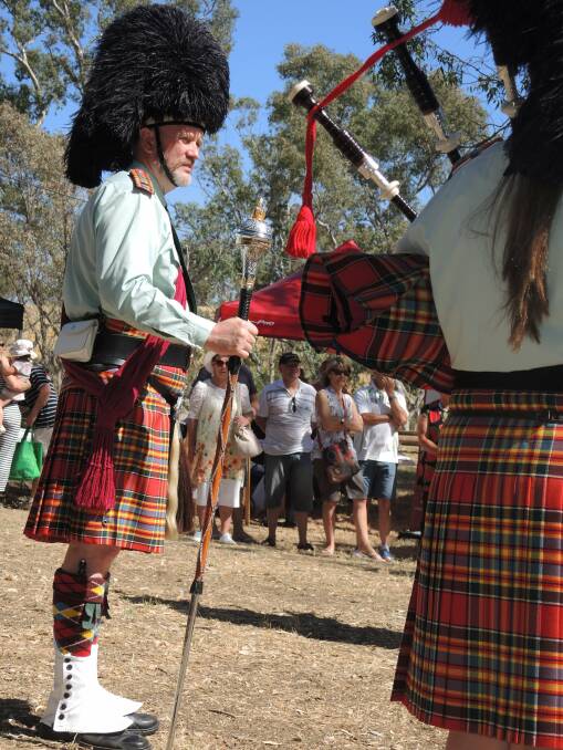 The Castlemaine Highland Pipe Band plays at the applefest. Picture: DOROTHY COOK