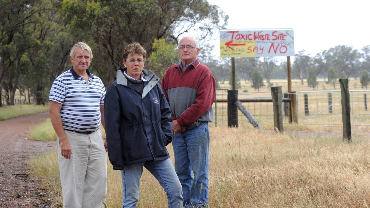 FIGHT: Neil Harris, Pam King and Colin Leask near the site of the proposed mining evaporation ponds. Pictures: JODIE DONNELLAN