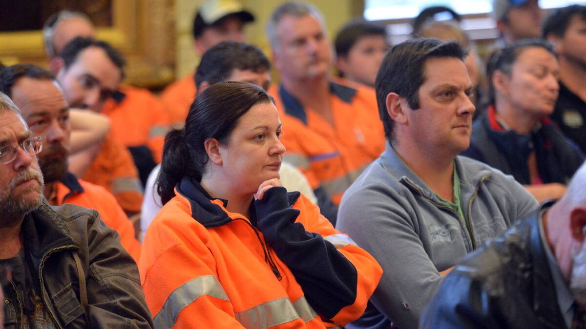 OUT IN FORCE: Petitioners and mining workers attended the meeting. Picture: BRENDAN McCARTHY 
