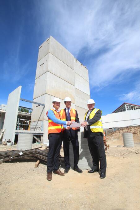 ON SITE: Damien Crough, Will Deague and Mayor Barry Lyons at the announcement. Picture: LIZ FLEMING 