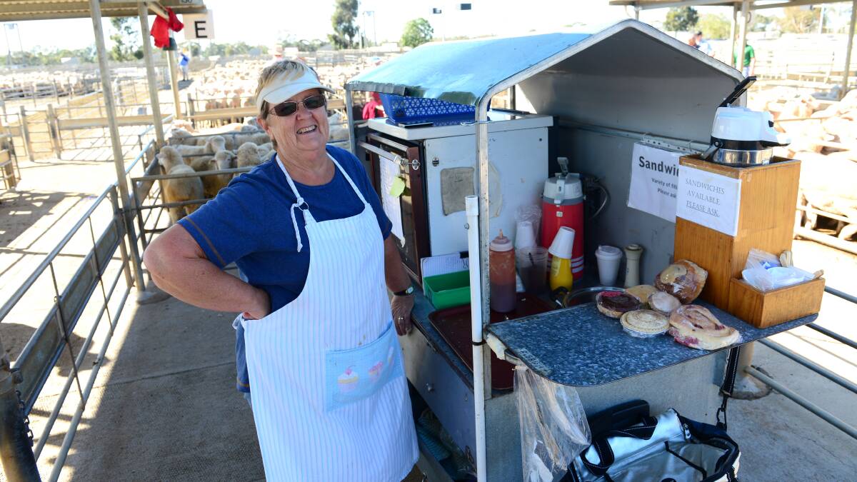 Beth Young with her pie cart.