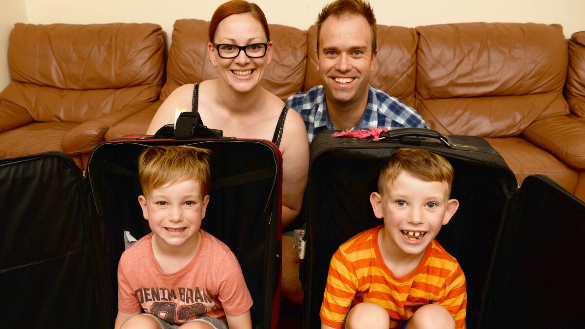 ONE STEP: Meg, Jeremy, Zavier and Zeke Dyck are moving to India with only a handful of suitcases. Picture: LIZ FLEMING