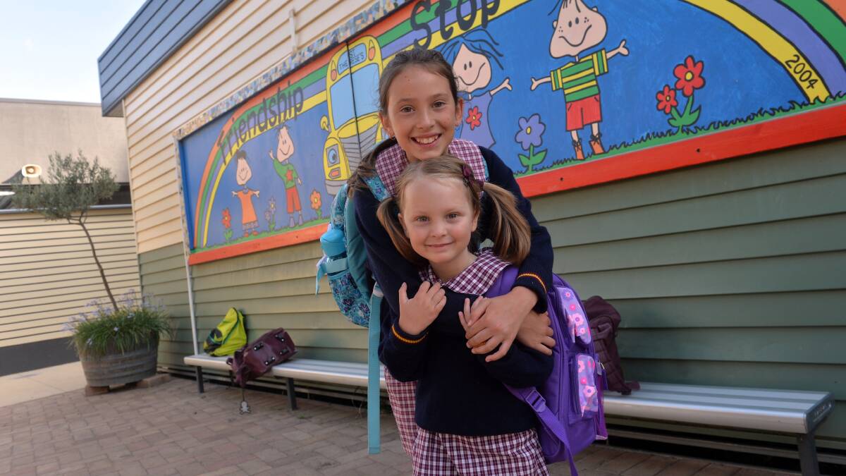Sisters Josie (Prep) and Tori Ietto at St Therese's Primary School. Picture: BRENDAN McCARTHY