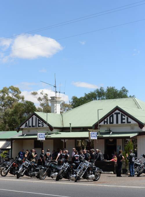 Riders gathered at the Allies Hotel for the fundraiser. Picture: JODIE DONNELLAN 