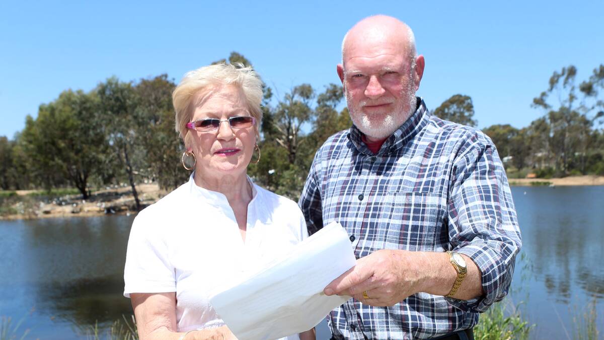 CONCERNED: Claire Stemmer and Councillor Peter Cox at Lake Tom Thumb. Picture: LIZ FLEMING