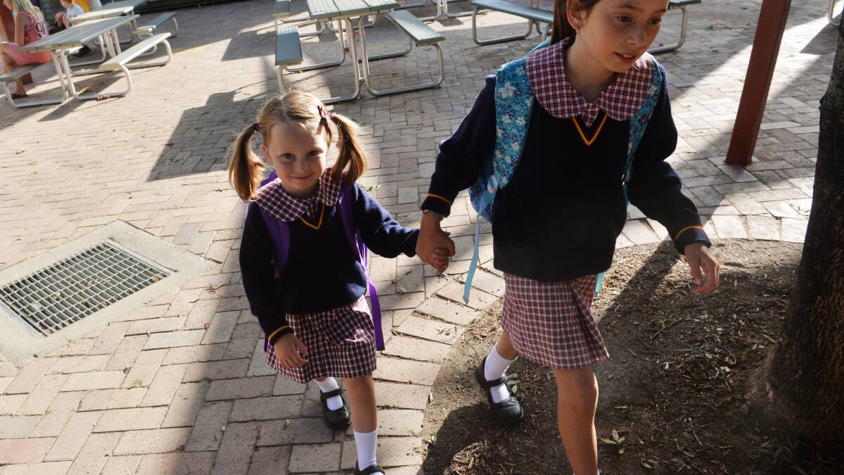 Sisters Josie (prep) and Tori Ietto at St Therese's Primary School. Picture: BRENDAN McCARTHY