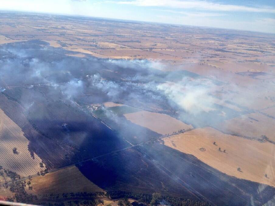 OUT OF CONTROL: Steve Campbell from Nine News took this photo of the fire near Toolleen. Picture: STEVE CAMPBELL