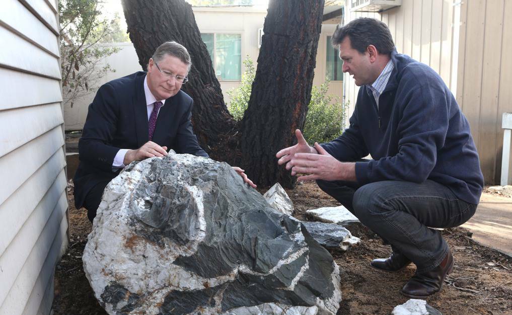 Premier Denis Napthine and managing director and CEO of Unity Mining Andrew McIlwain in Bendigo. Picture: PETER WEAVING