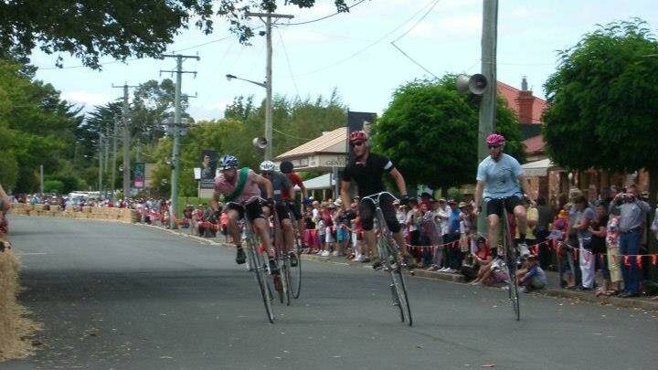 COMPETITION: Riders take on last year's National Penny Farthing Championship at Evandale, Tasmania. Pictures: JESSICA GRIMBLE