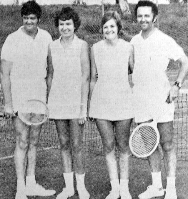 The winning Commonwealth Bank tennis team – L McNamara, R McDonald, C Holland and W Filliponi.
